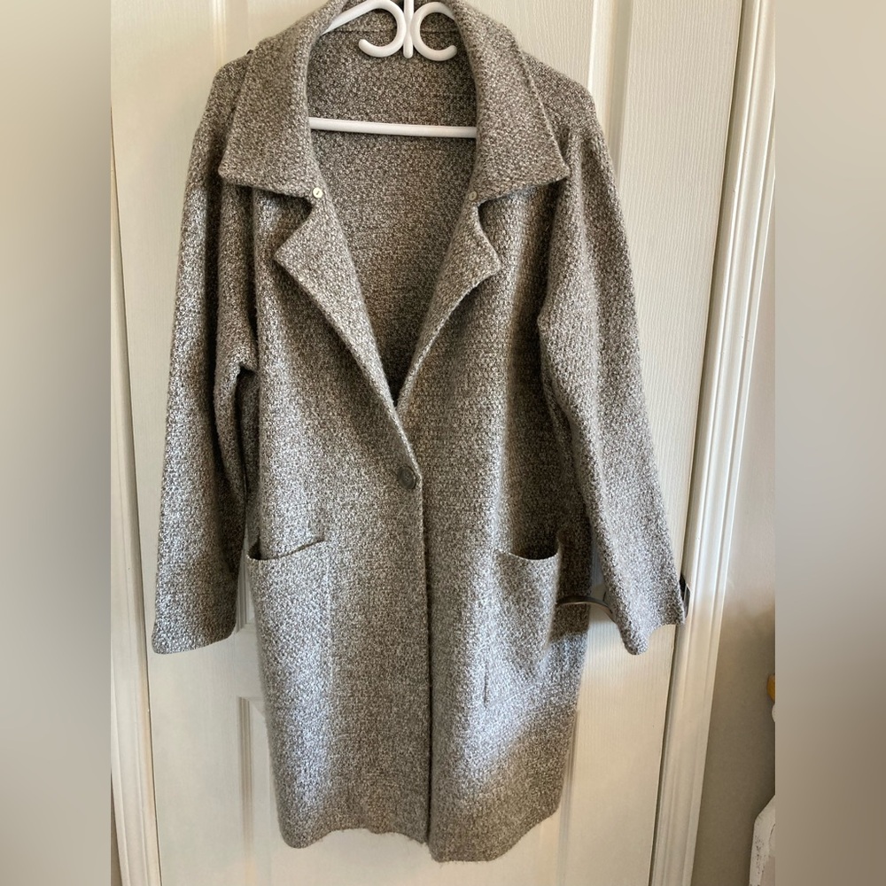 Taupe 1X Sweater Coat/Cardigan